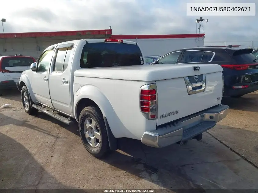 1N6AD07U58C402671 2008 Nissan Frontier Se