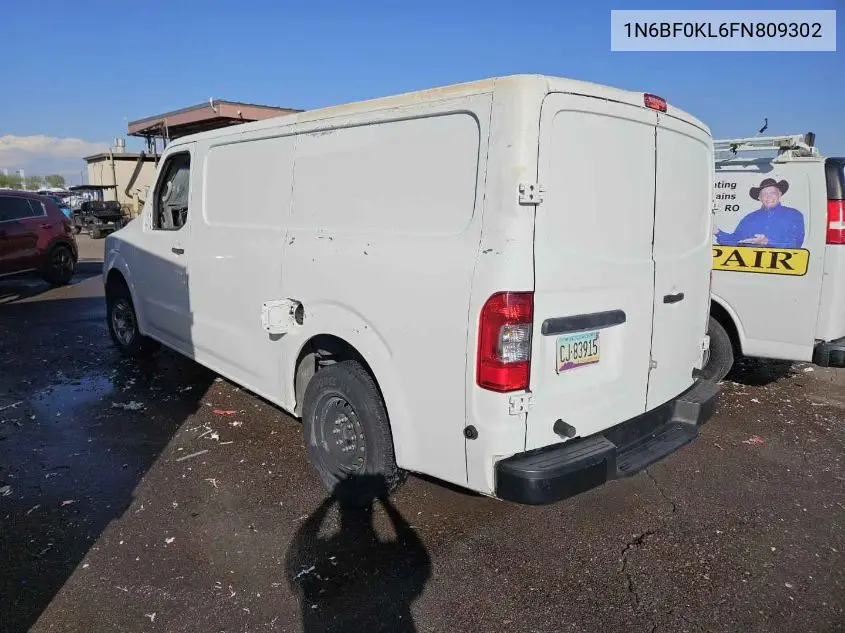 1N6BF0KL6FN809302 2015 Nissan Nv Cargo Nv1500 S V6