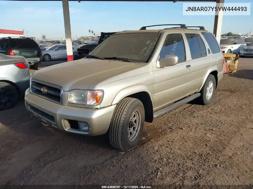 JN8AR07Y5YW444493 2000 Nissan Pathfinder Le/Se/Xe