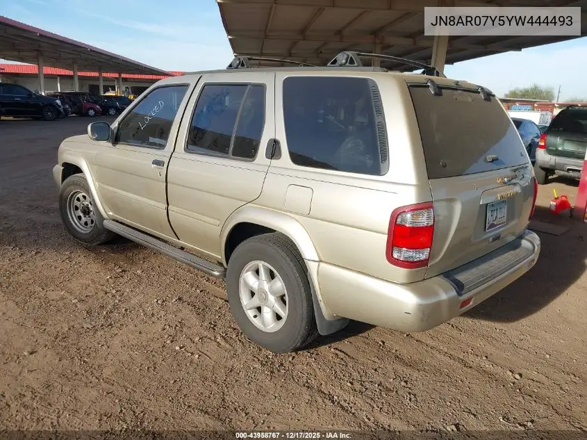 JN8AR07Y5YW444493 2000 Nissan Pathfinder Le/Se/Xe