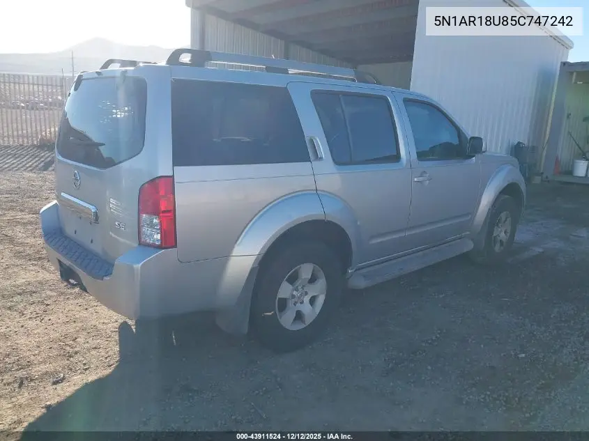 5N1AR18U85C747242 2005 Nissan Pathfinder Se