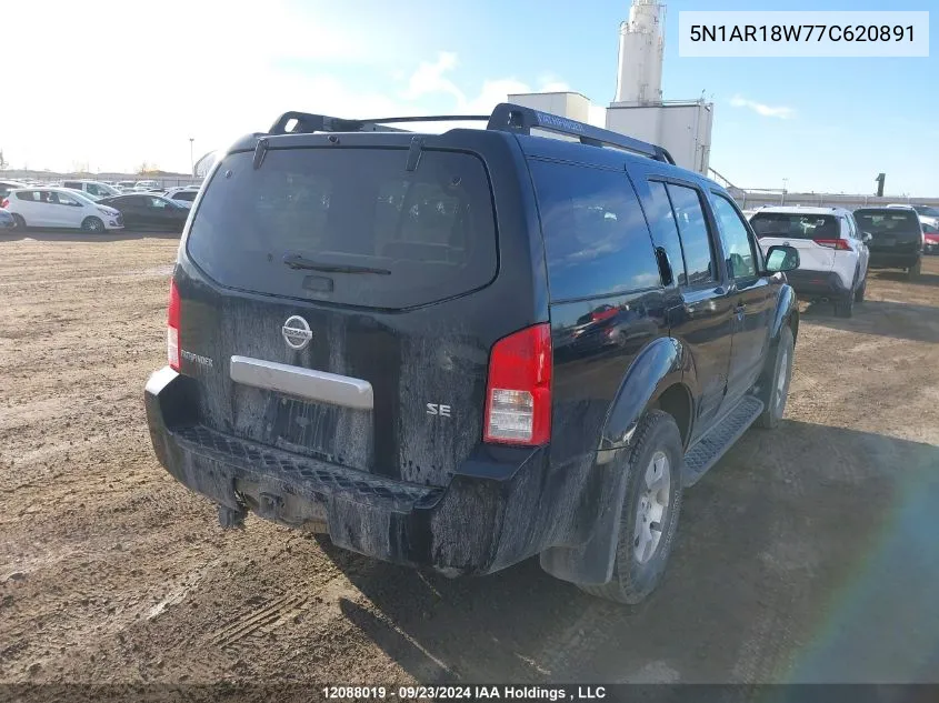 2007 Nissan Pathfinder S VIN: 5N1AR18W77C620891 Lot: 12088019