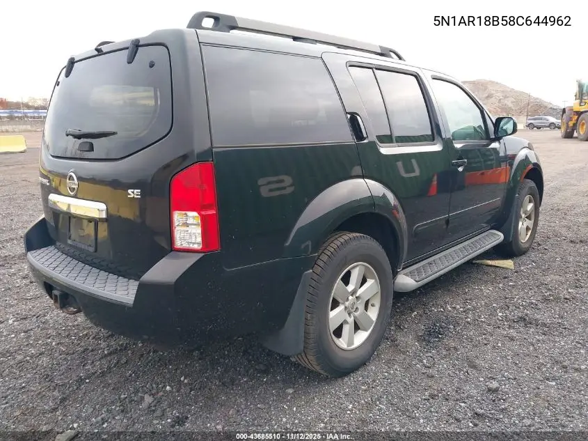 5N1AR18B58C644962 2008 Nissan Pathfinder Se