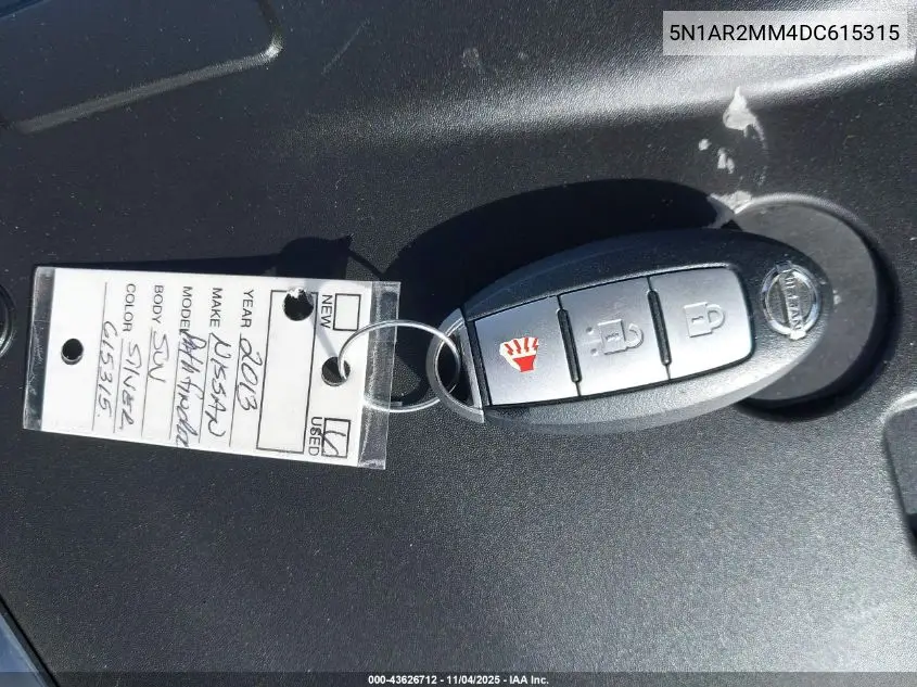 5N1AR2MM4DC615315 2013 Nissan Pathfinder Sv