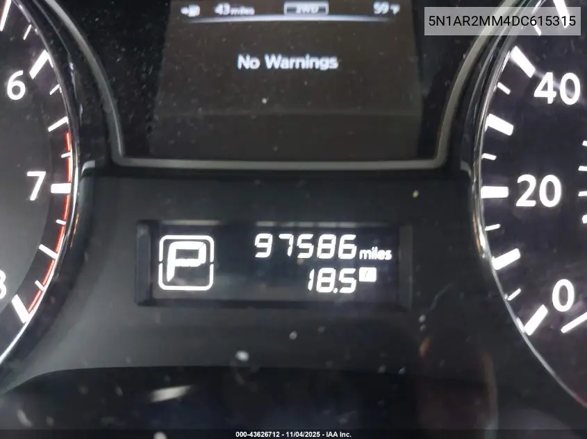 5N1AR2MM4DC615315 2013 Nissan Pathfinder Sv