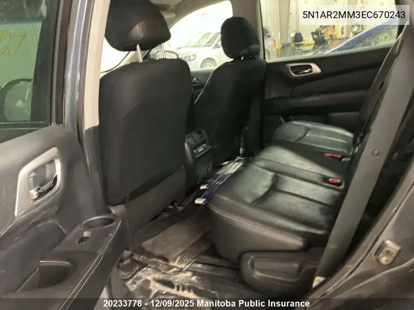 5N1AR2MM3EC670243 2014 Nissan Pathfinder Sl