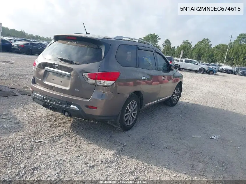 5N1AR2MN0EC674615 2014 Nissan Pathfinder Sl