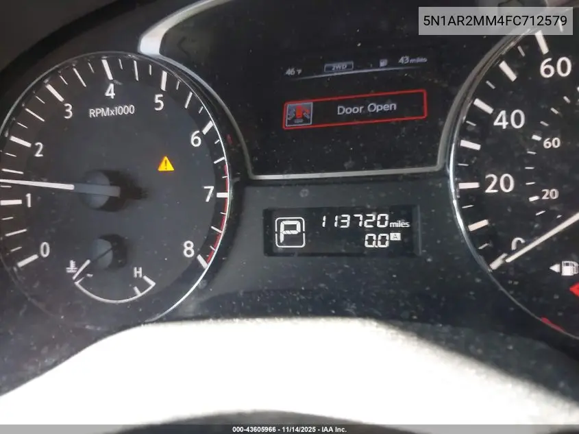 5N1AR2MM4FC712579 2015 Nissan Pathfinder S