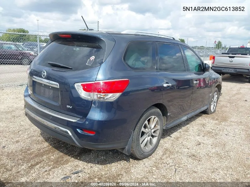 2016 Nissan Pathfinder Sv VIN: 5N1AR2MN2GC613852 Lot: 40286928