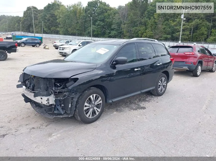 2017 Nissan Pathfinder Sv VIN: 5N1DR2MN8HC907559 Lot: 40224089