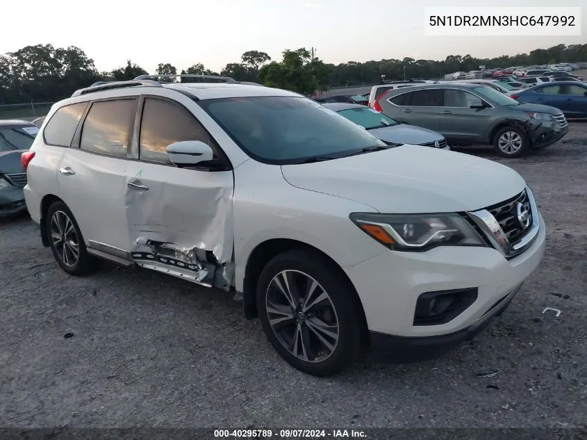 2017 Nissan Pathfinder S/Sv/Sl/Platinum VIN: 5N1DR2MN3HC647992 Lot: 40295789