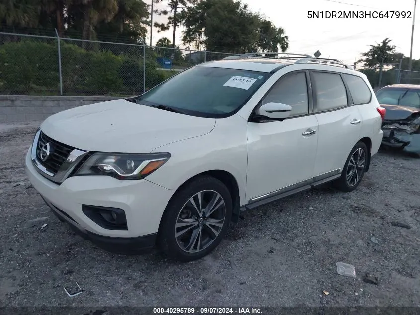 2017 Nissan Pathfinder S/Sv/Sl/Platinum VIN: 5N1DR2MN3HC647992 Lot: 40295789