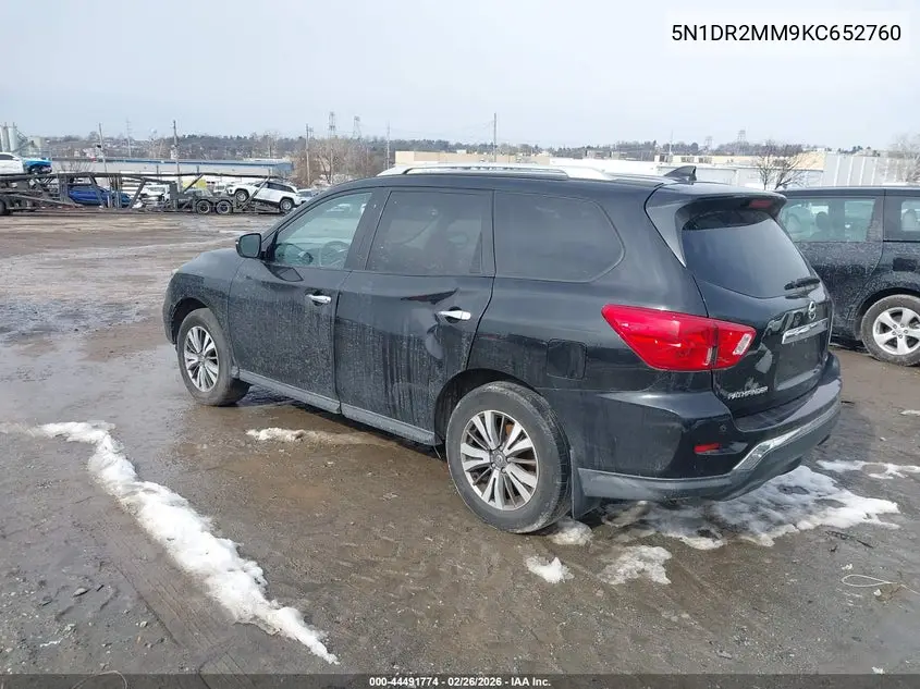 5N1DR2MM9KC652760 2019 Nissan Pathfinder S