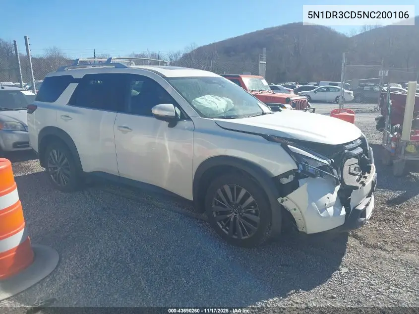 5N1DR3CD5NC200106 2022 Nissan Pathfinder Sl 4Wd