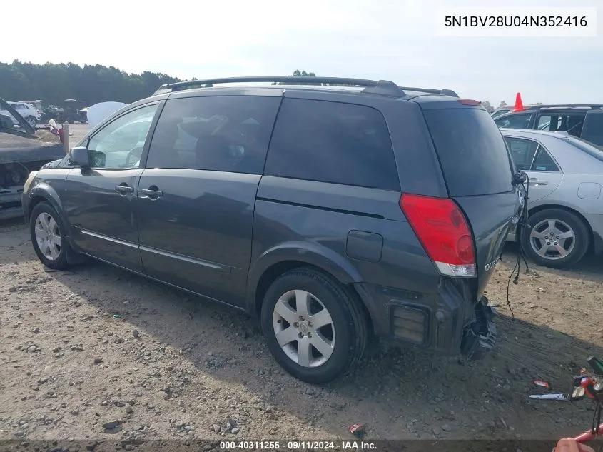 5N1BV28U04N352416 2004 Nissan Quest S/Se/Sl