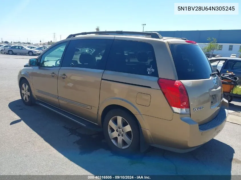 5N1BV28U64N305245 2004 Nissan Quest 3.5 Se