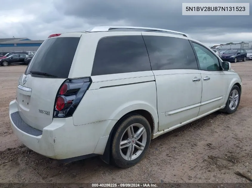 5N1BV28U87N131523 2007 Nissan Quest 3.5 Se