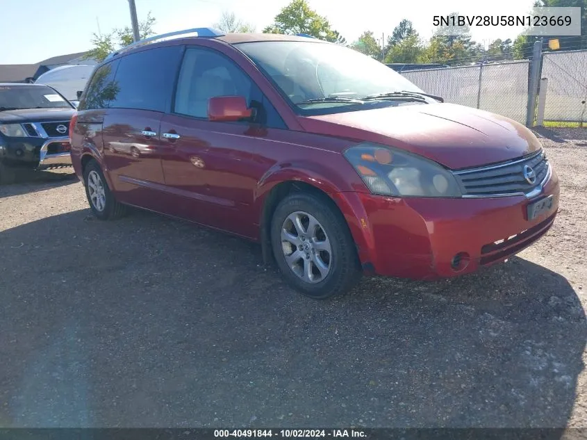 5N1BV28U58N123669 2008 Nissan Quest 3.5 Sl