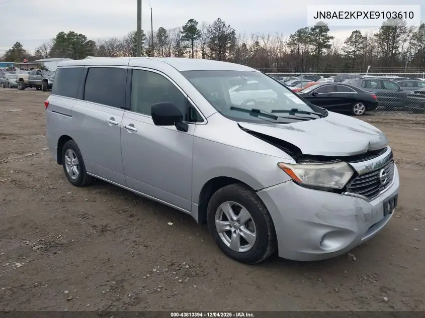 JN8AE2KPXE9103610 2014 Nissan Quest Sv