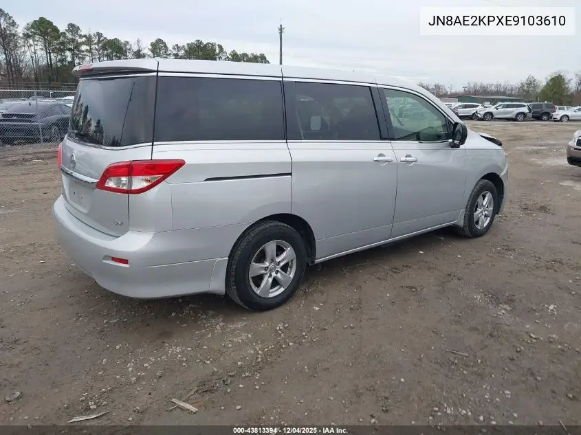 JN8AE2KPXE9103610 2014 Nissan Quest Sv
