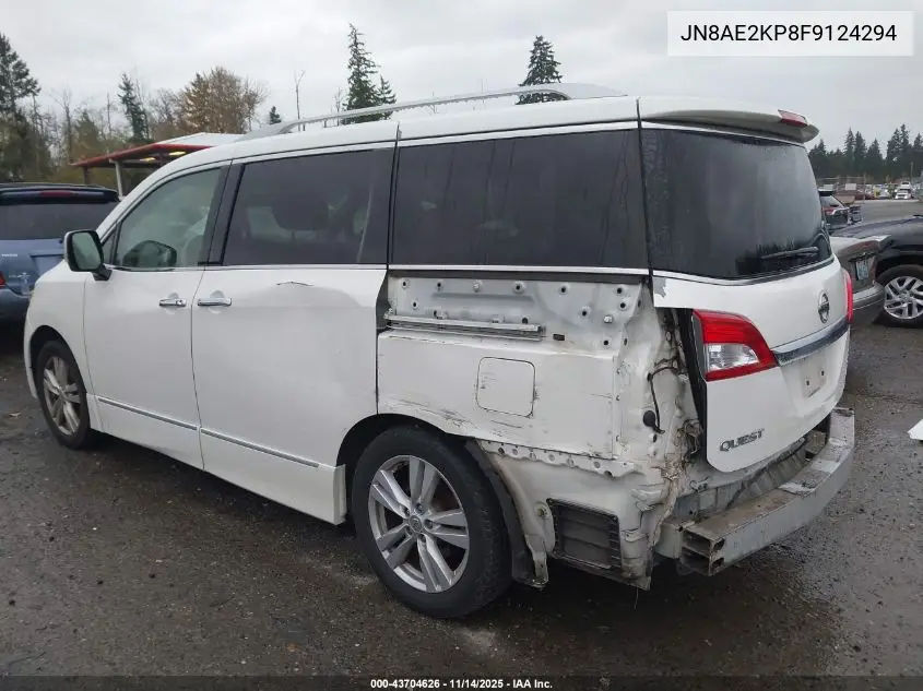JN8AE2KP8F9124294 2015 Nissan Quest Sl