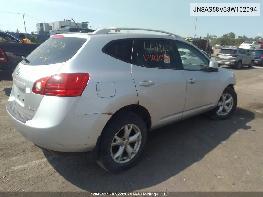 2008 Nissan Rogue VIN: JN8AS58V58W102094 Lot: 12049427