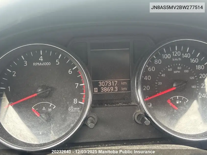 JN8AS5MV2BW277514 2011 Nissan Rogue Sv