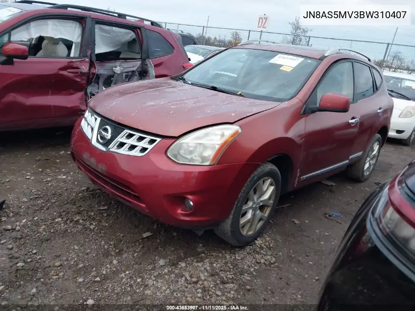 JN8AS5MV3BW310407 2011 Nissan Rogue Sv