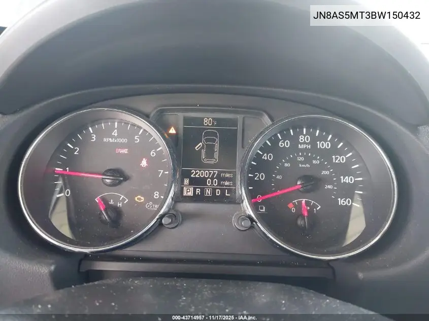 JN8AS5MT3BW150432 2011 Nissan Rogue Sv
