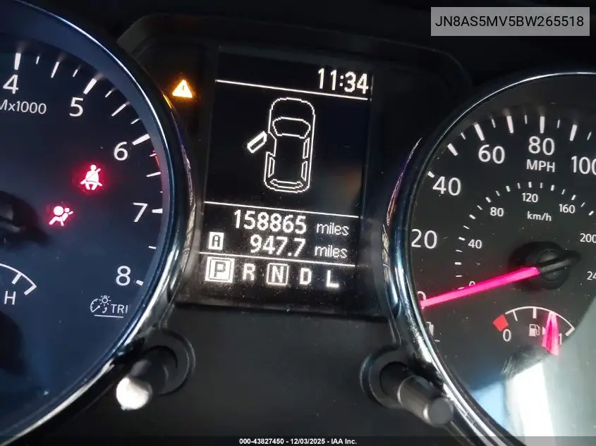 JN8AS5MV5BW265518 2011 Nissan Rogue S