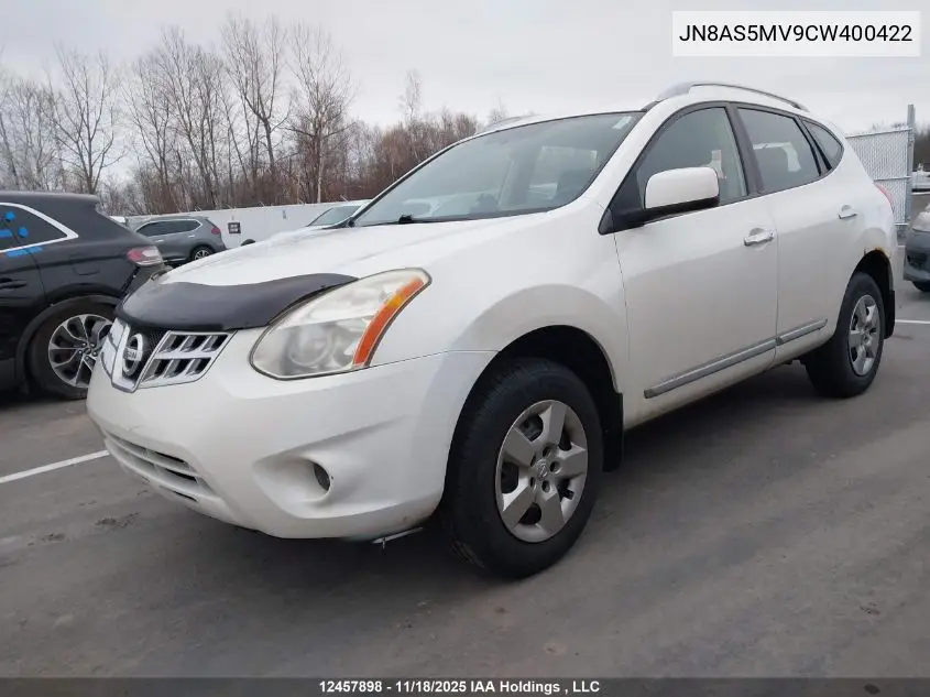 JN8AS5MV9CW400422 2012 Nissan Rogue S/Sv