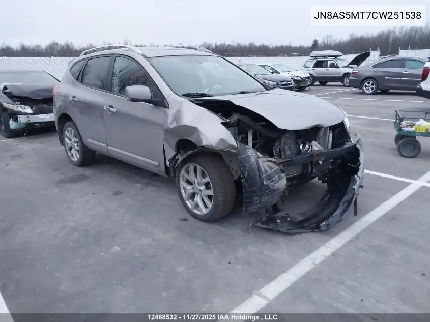JN8AS5MT7CW251538 2012 Nissan Rogue S/Sv