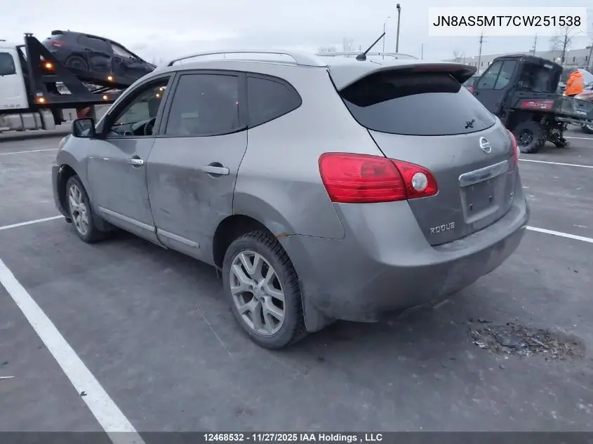 JN8AS5MT7CW251538 2012 Nissan Rogue S/Sv
