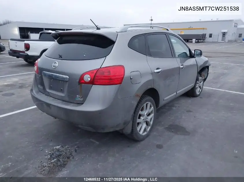 JN8AS5MT7CW251538 2012 Nissan Rogue S/Sv