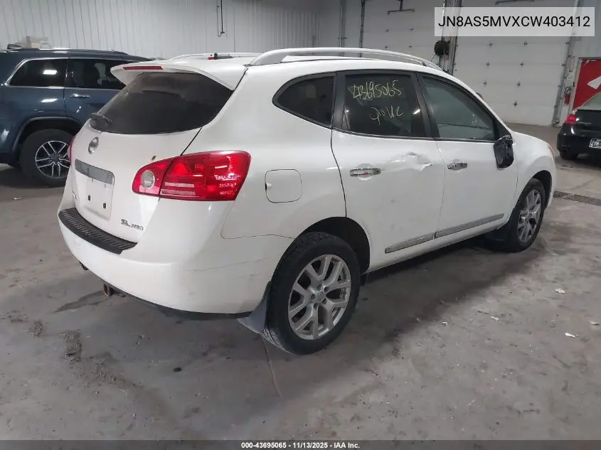 JN8AS5MVXCW403412 2012 Nissan Rogue Sv W/Sl Pkg