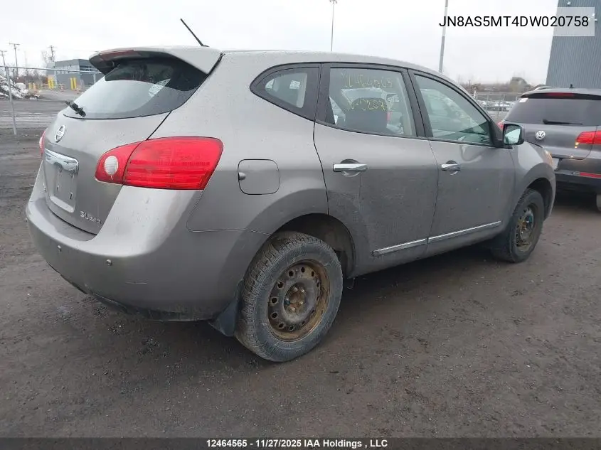 JN8AS5MT4DW020758 2013 Nissan Rogue S/Sv