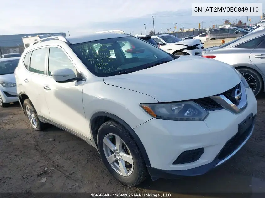 5N1AT2MV0EC849110 2014 Nissan Rogue S/Sl/Sv