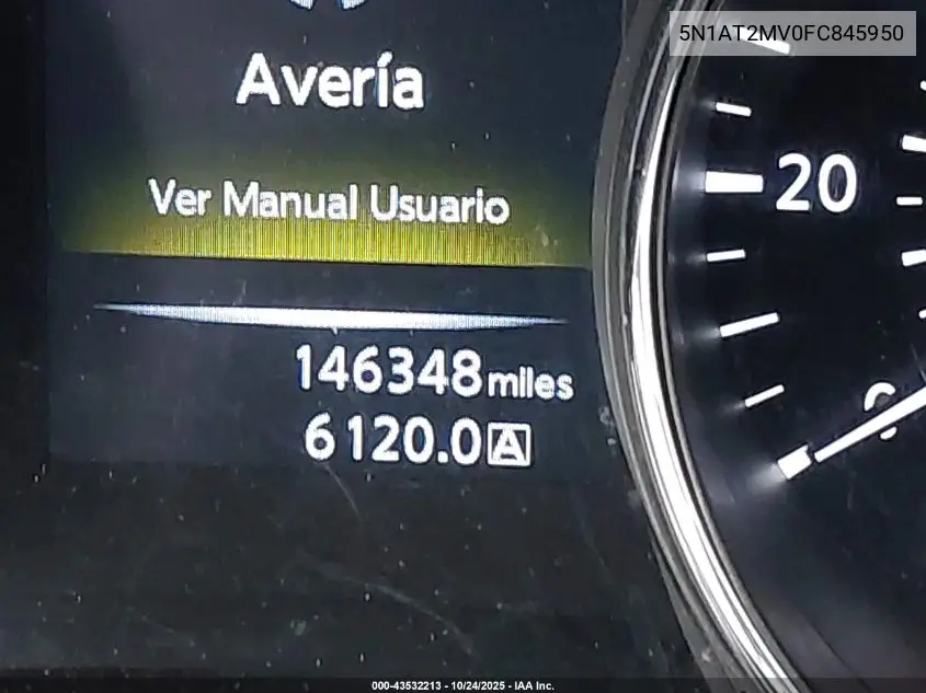 5N1AT2MV0FC845950 2015 Nissan Rogue Sv