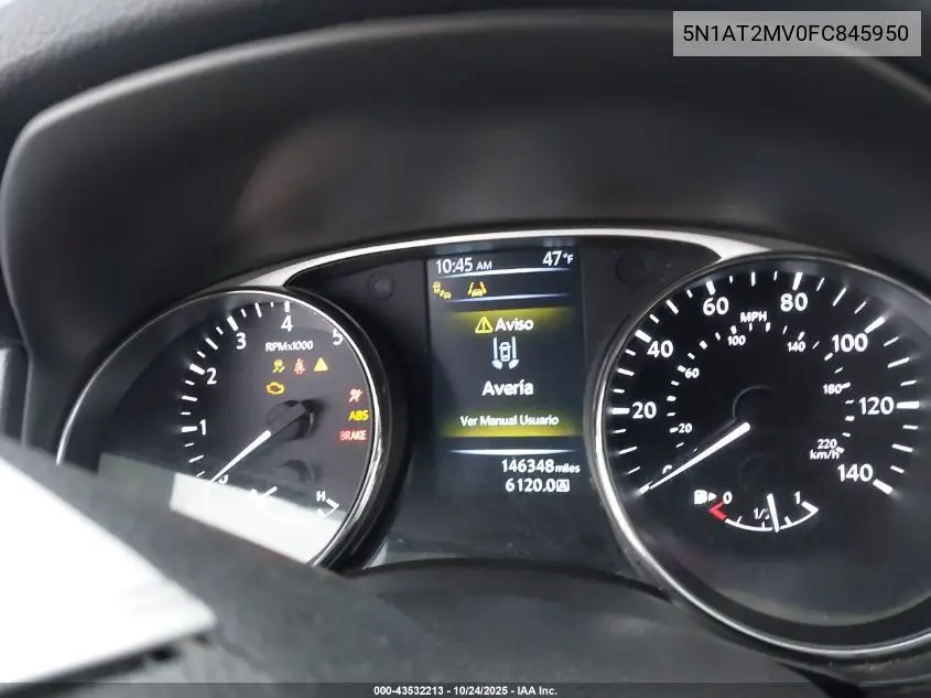 5N1AT2MV0FC845950 2015 Nissan Rogue Sv