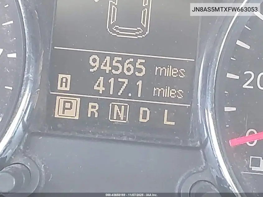 JN8AS5MTXFW663053 2015 Nissan Rogue Select S
