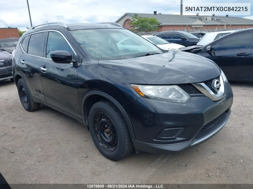 5N1AT2MTXGC842215 2016 Nissan Rogue S/Sl/Sv