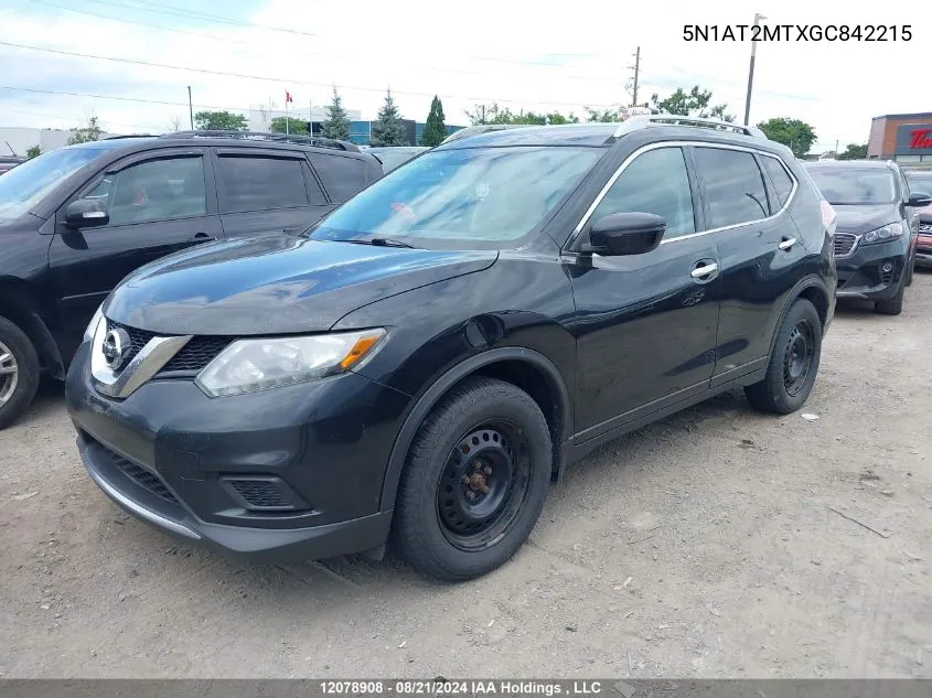 2016 Nissan Rogue S/Sl/Sv VIN: 5N1AT2MTXGC842215 Lot: 12078908