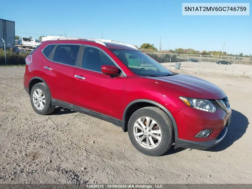 5N1AT2MV6GC746759 2016 Nissan Rogue S/Sl/Sv