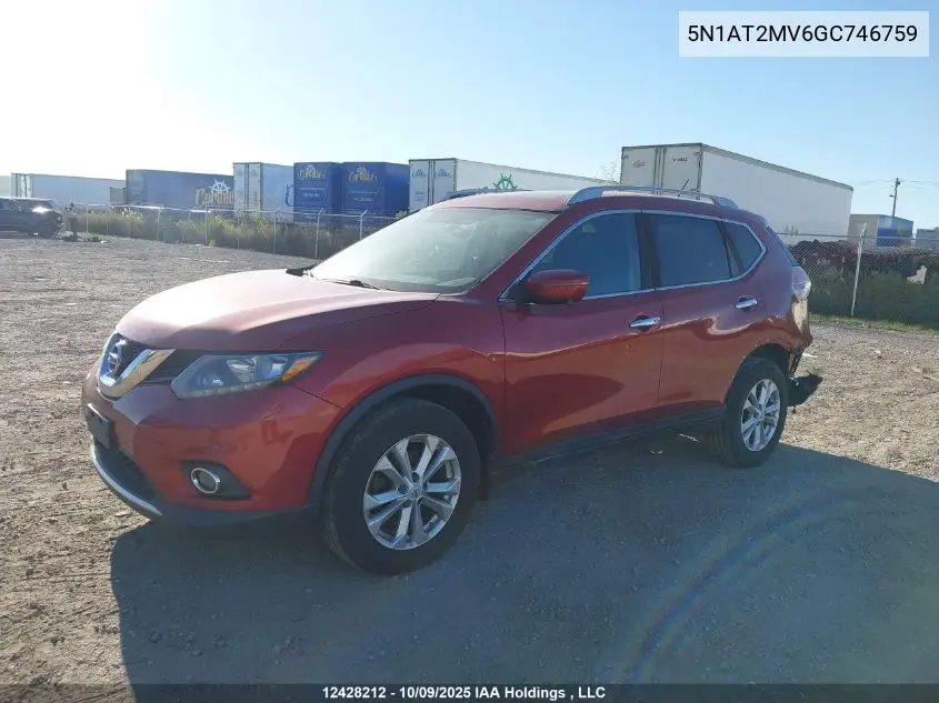 5N1AT2MV6GC746759 2016 Nissan Rogue S/Sl/Sv