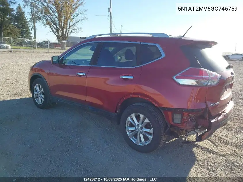5N1AT2MV6GC746759 2016 Nissan Rogue S/Sl/Sv