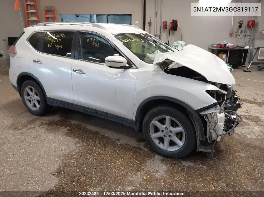 5N1AT2MV3GC819117 2016 Nissan Rogue Sv