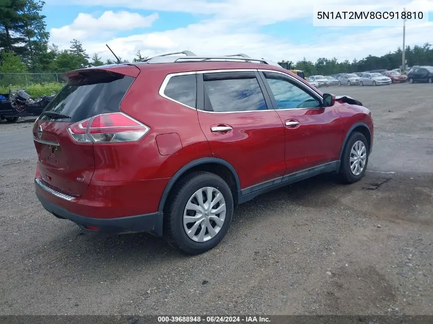 2016 Nissan Rogue S VIN: 5N1AT2MV8GC918810 Lot: 39688948