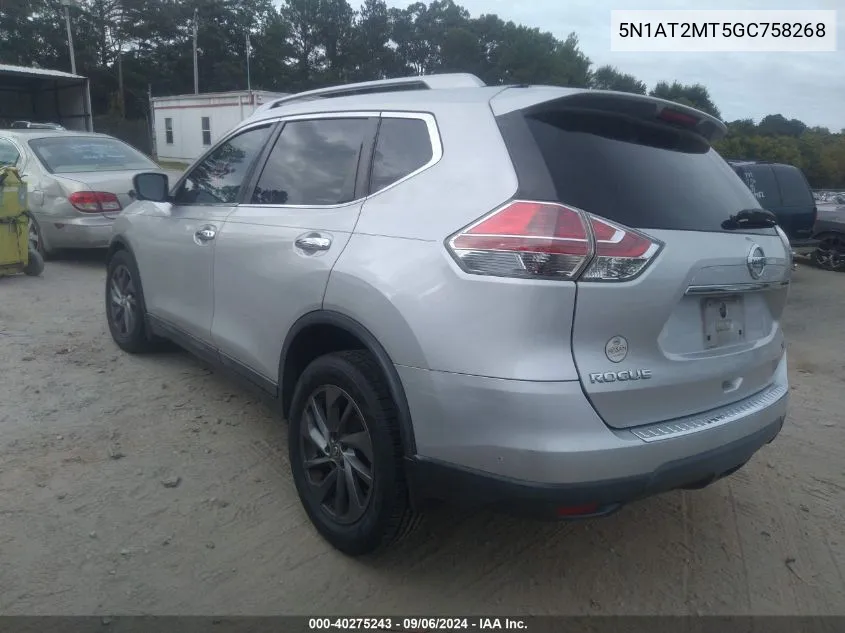 5N1AT2MT5GC758268 2016 Nissan Rogue Sl