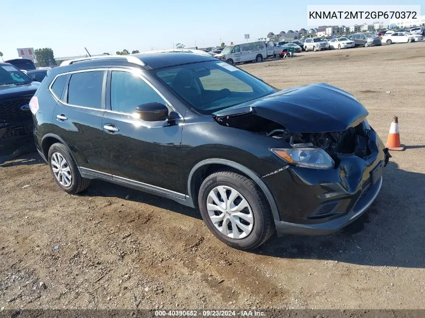 2016 Nissan Rogue S VIN: KNMAT2MT2GP670372 Lot: 40390652