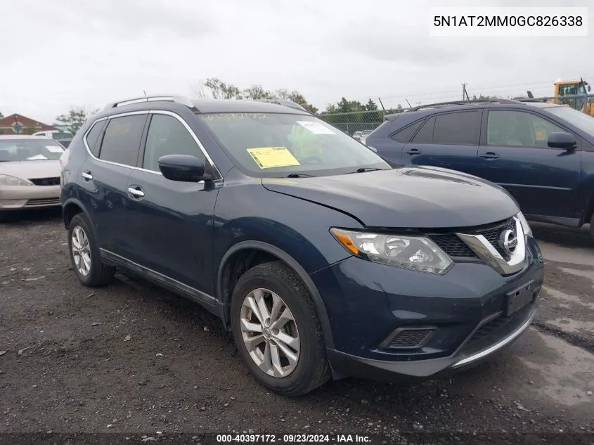 2016 Nissan Rogue Sv VIN: 5N1AT2MM0GC826338 Lot: 40397172